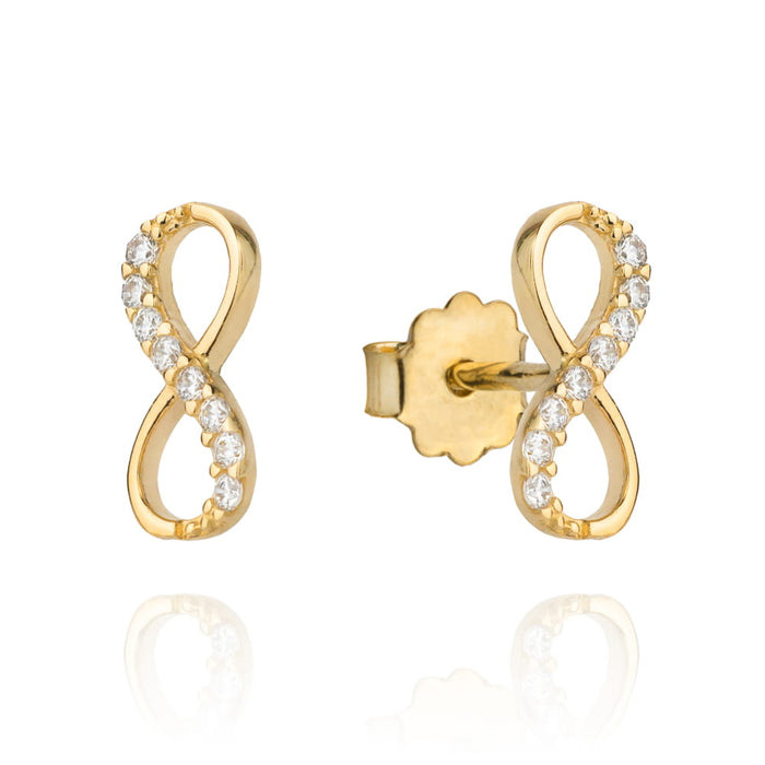 Cercei Aur 14k cu Infinit si Zirconii Albe