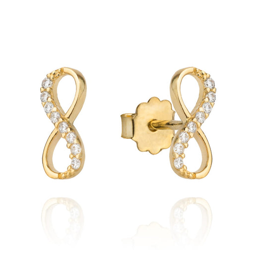 Cercei Aur 14k cu Infinit si Zirconii Albe