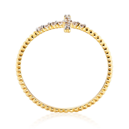 Inel Aur 14k Impletit cu Cruce si Zirconii Albe