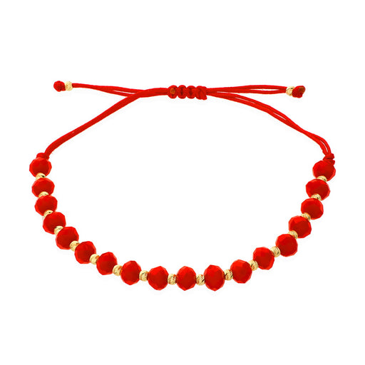 Bratara Snur Rosu Aur 14k si Bilute cu Margelute