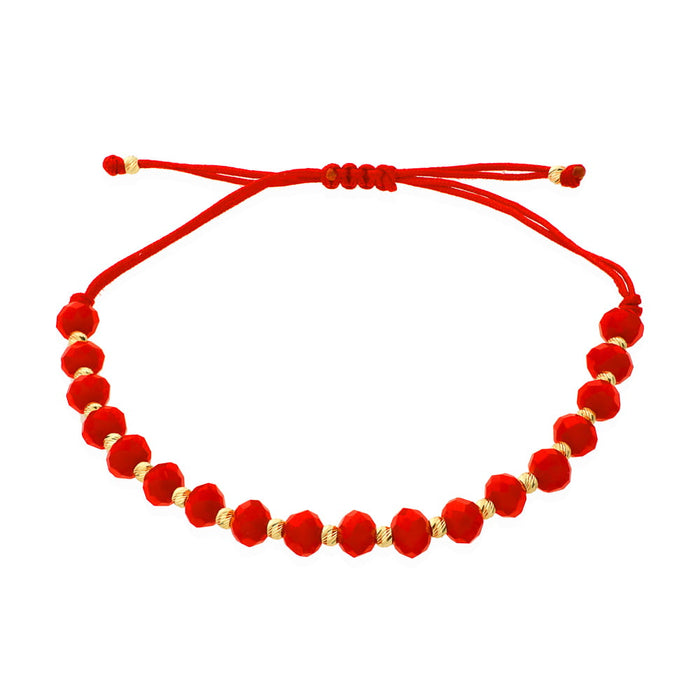 Bratara Snur Rosu Aur 14k si Bilute cu Margelute