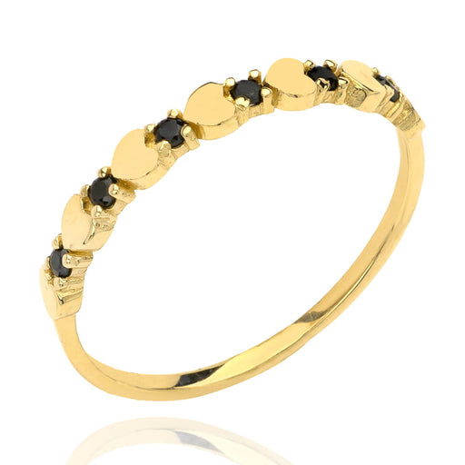 Inel Aur 14k cu Inimioare si Zirconii Negre