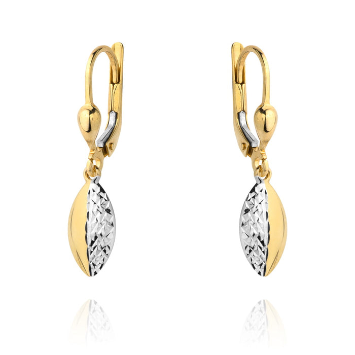 Cercei Aur 14k cu Model Ajurat Alb si Neted