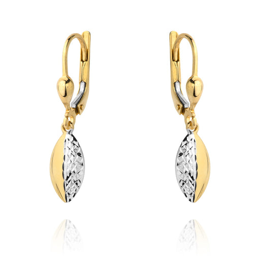 Cercei Aur 14k cu Model Ajurat Alb si Neted