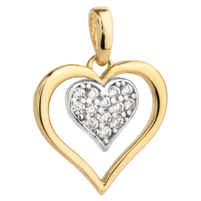 Pandantiv Aur 14K cu Inimioara si Zirconii
