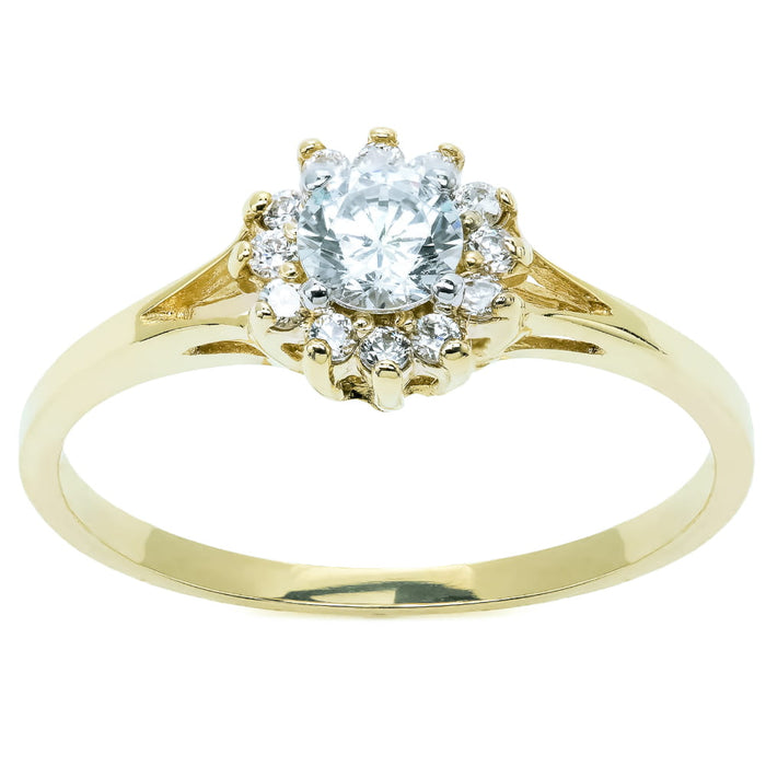 Inel Aur 8K Floare Elegant Cu Zirconii