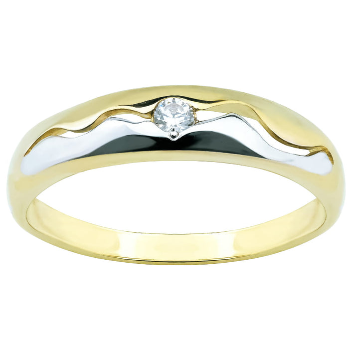 Inel Aur 8K Cu Zirconiu și Design Valuri