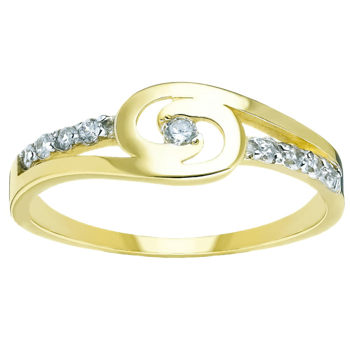 Inel Aur 8K Împletit cu Zirconii - Eleganță Subtilă