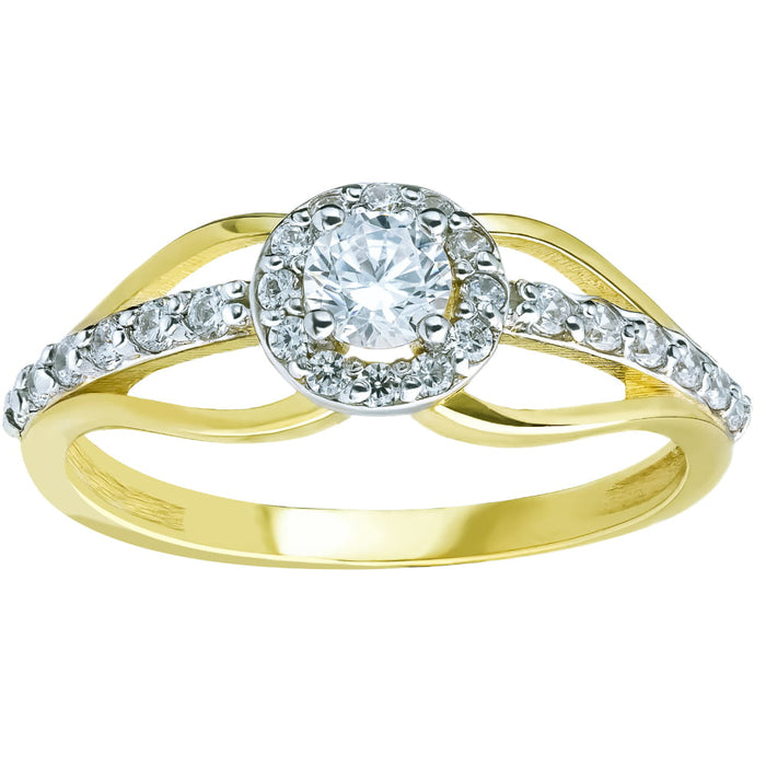 Inel de Logodnă Aur 8K cu Zirconii - Eleganță Subliniată