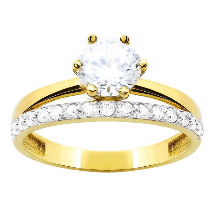 Inel Aur 8K cu Zirconiu Central și Detalii Rafinate