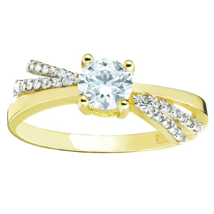 Inel Aur 8K cu Zirconii - Design Împletit Elegant