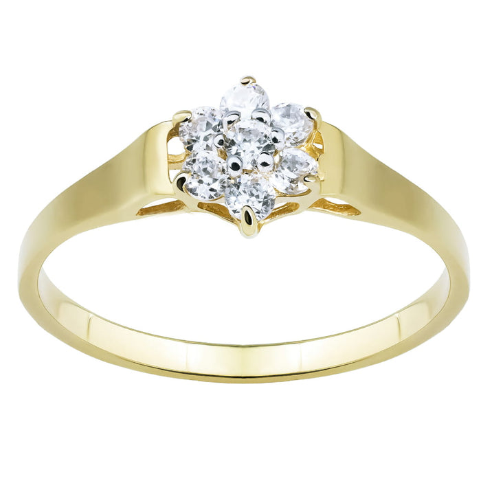 Inel Aur 8K cu Flori Delicate și Zirconiu – Eleganță Feminină