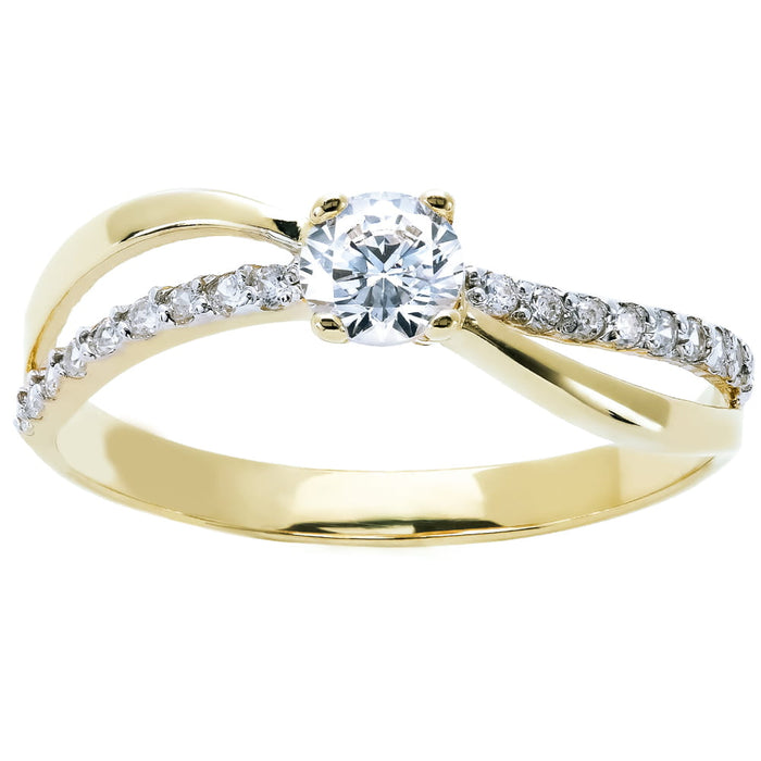 Inel Aur 8K Împletit cu Zirconii - Eleganță Subliniată