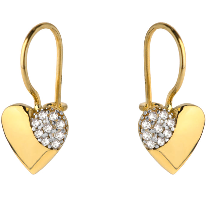 Cercei Aur Inimă Plină cu Zirconii 14K