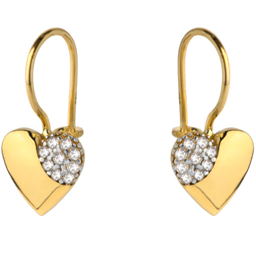 Cercei Aur Inimă Plină cu Zirconii 14K