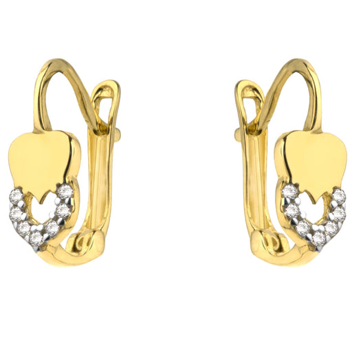 Cercei Aur 14k cu Inima Topita si Zirconii Albe