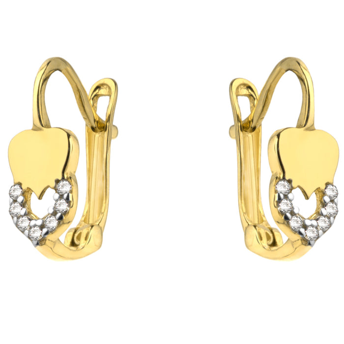Cercei Aur 14k cu Inima Topita si Zirconii Albe