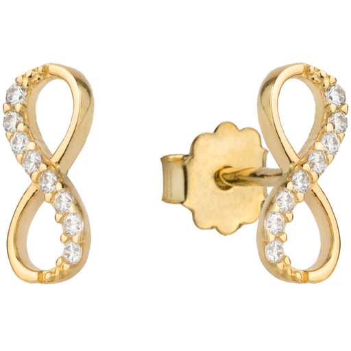 Cercei Aur 14k cu Infinit si Zirconii Albe