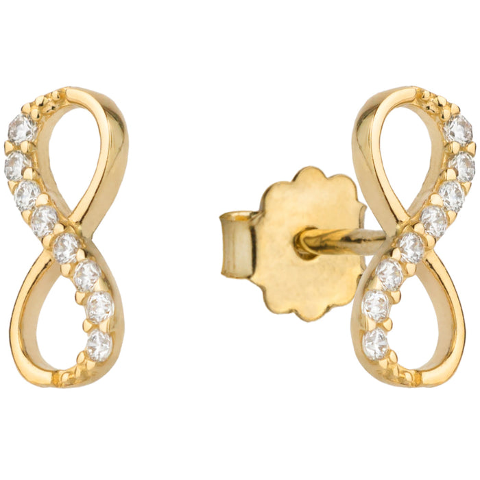 Cercei Aur 14k cu Infinit si Zirconii Albe