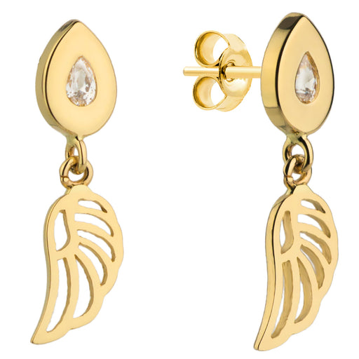 Cercei Aur 14k cu Aripi de Inger si Zirconii