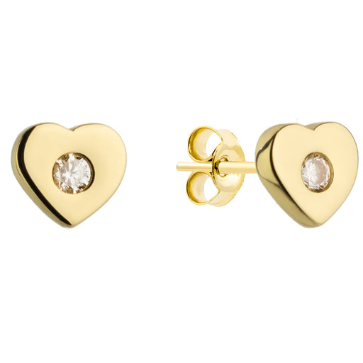 Cercei Aur 14k cu Inimioare si Zirconii