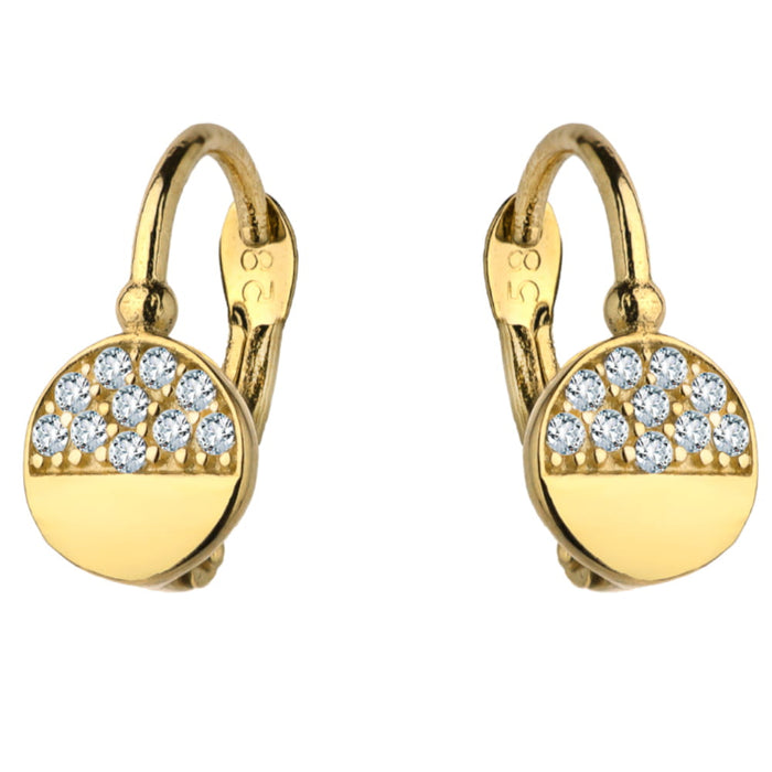 Cercei Aur 14k cu Model Neted si Zirconii Albe