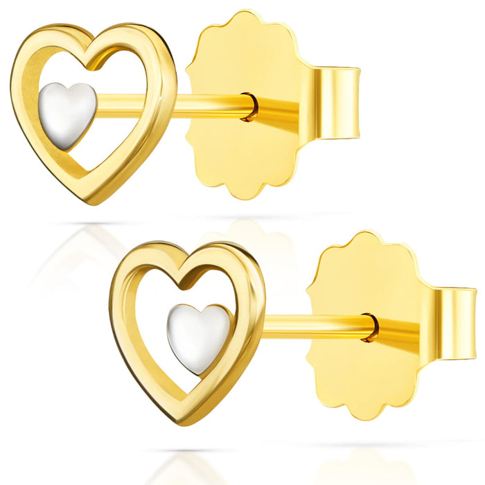 Cercei Aur 14K Inimă în Inimă