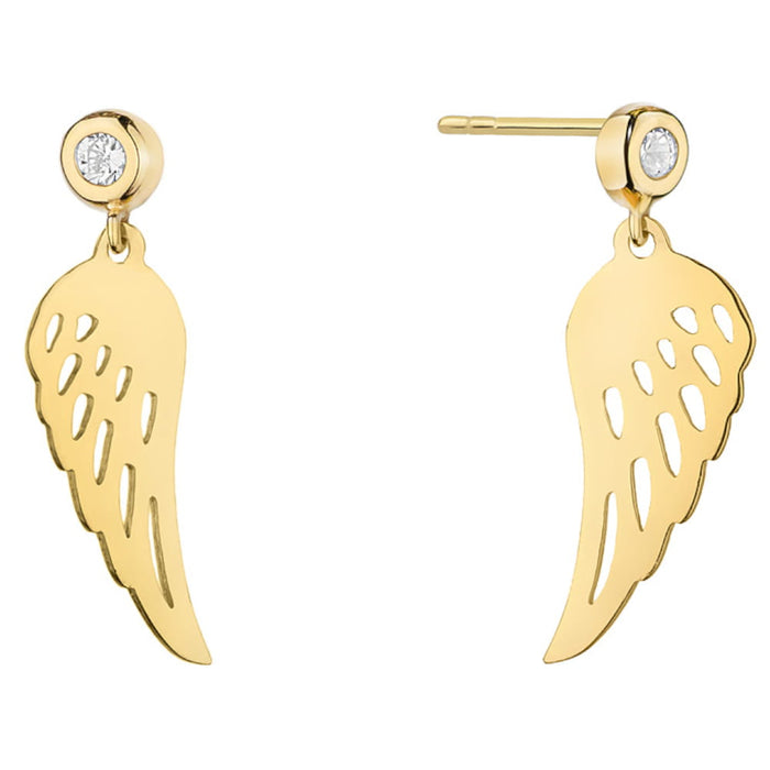 Cercei Aur 14k cu Aripi de Ingeras si Zirconii Albe
