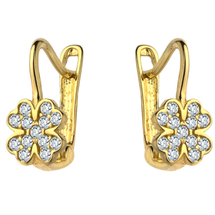 Cercei Aur 14k cu Trifoi si Zirconii