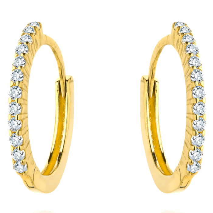 Cercei Creole Aur 14k cu Zirconii Albe