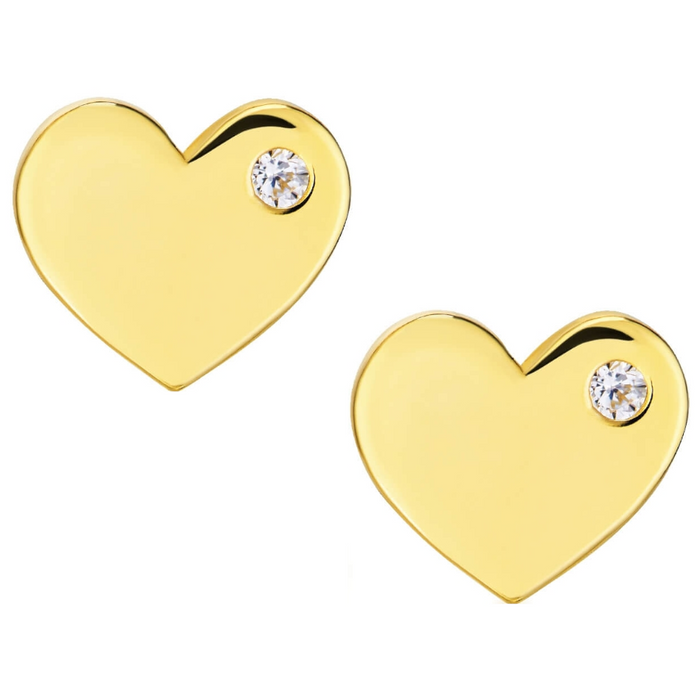 Cercei Aur Inimă cu Zirconiu Lateral