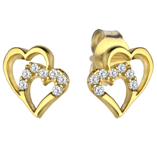 Cercei Aur 14k cu Inimioare Impletite si Zirconii