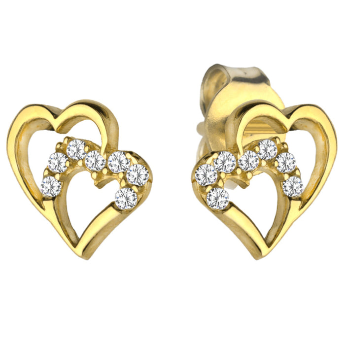 Cercei Aur 14k cu Inimioare Impletite si Zirconii