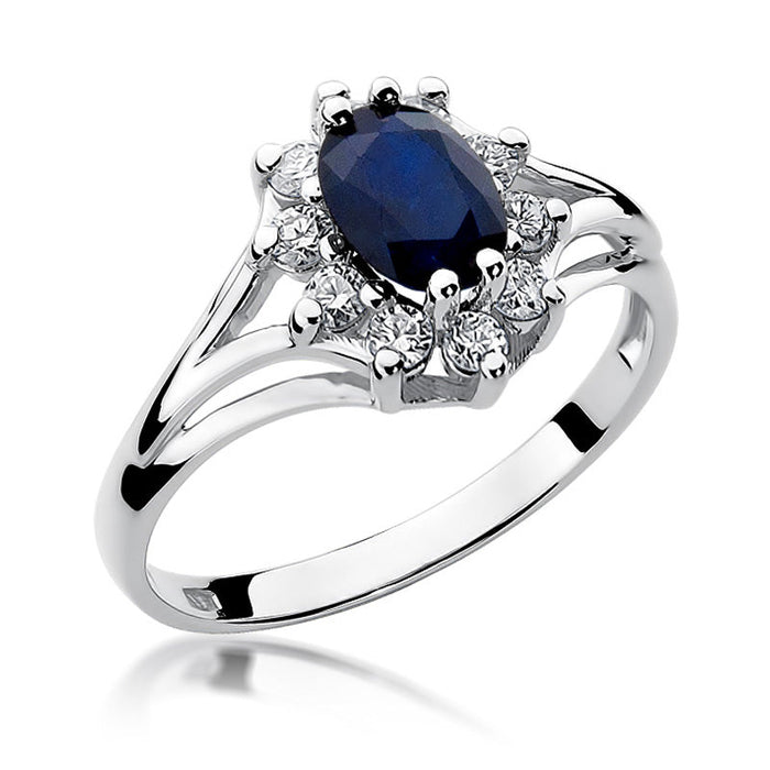 Inel Aur 14k cu Safir 0.90 ct si Diamante Naturale