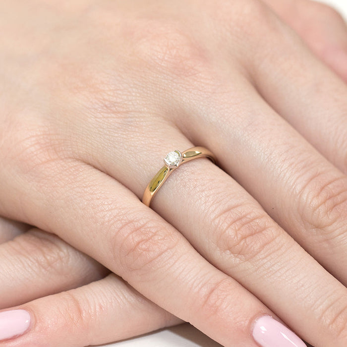 Inel Aur 14K cu Diamant Natural 0.08 ct