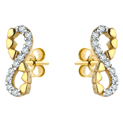 Cercei Aur 14k cu Inifinit, Inima si Zirconii Albe