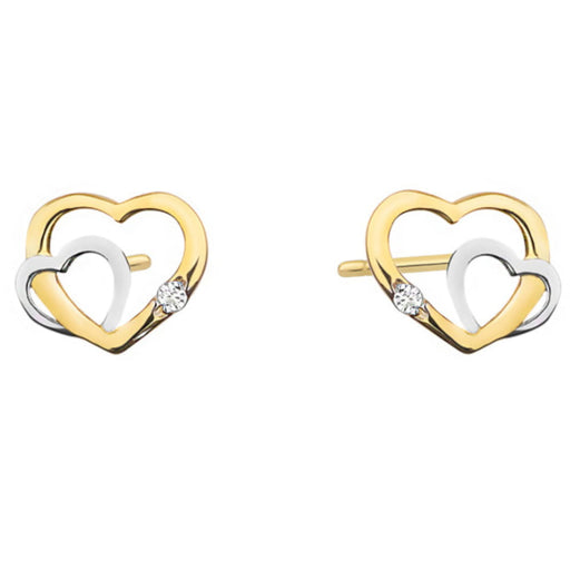 Cercei Aur 14k cu Inimioare si Zirconii