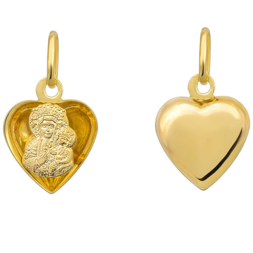 Medalion Aur 14K Maica Domnului Cu Pruncul În Formă De Inimă