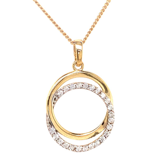 Pandantiv Aur 14k cu Cercuri Intrepatrunse si Zirconii Albe