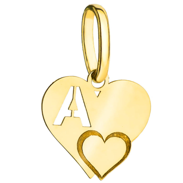 Pandantiv cu litera A de aur cu inimă