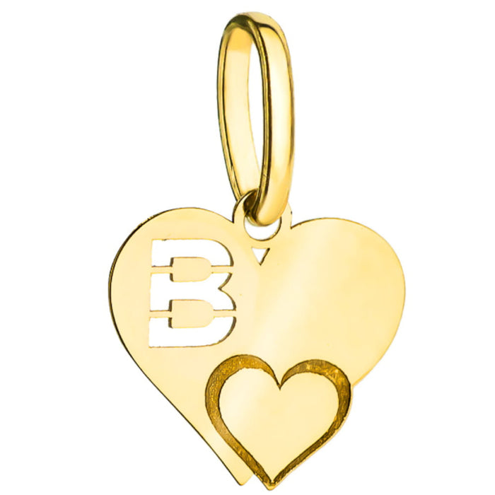 Pandantiv de aur cu litera B cu o inimă