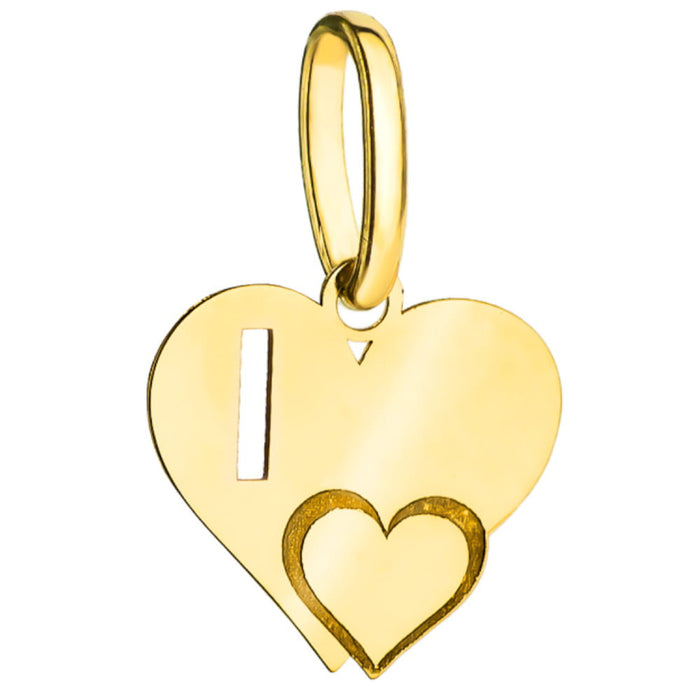 Pandantiv Aur 14k cu Inimioare si Litera I