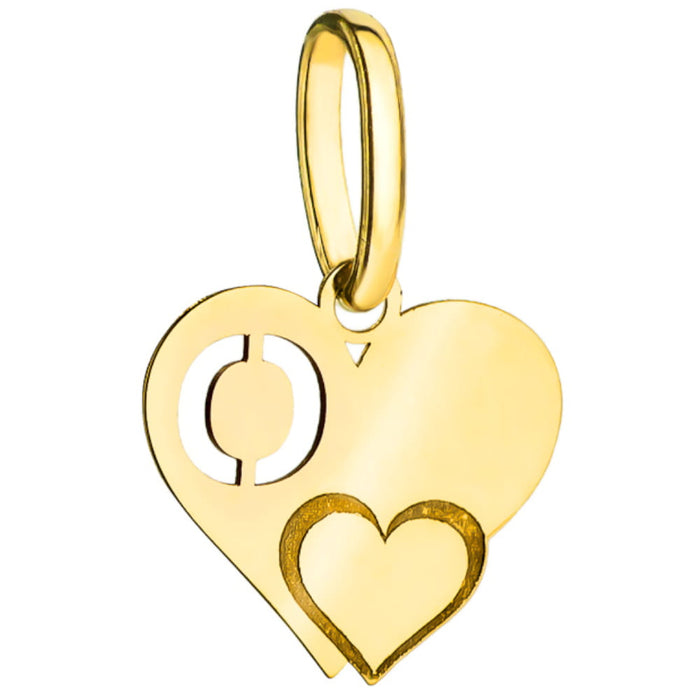 Pandantiv Aur 14k cu Inimioare si Litera O