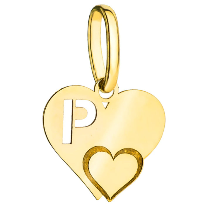 Pandantiv litera P din aur cu inimă