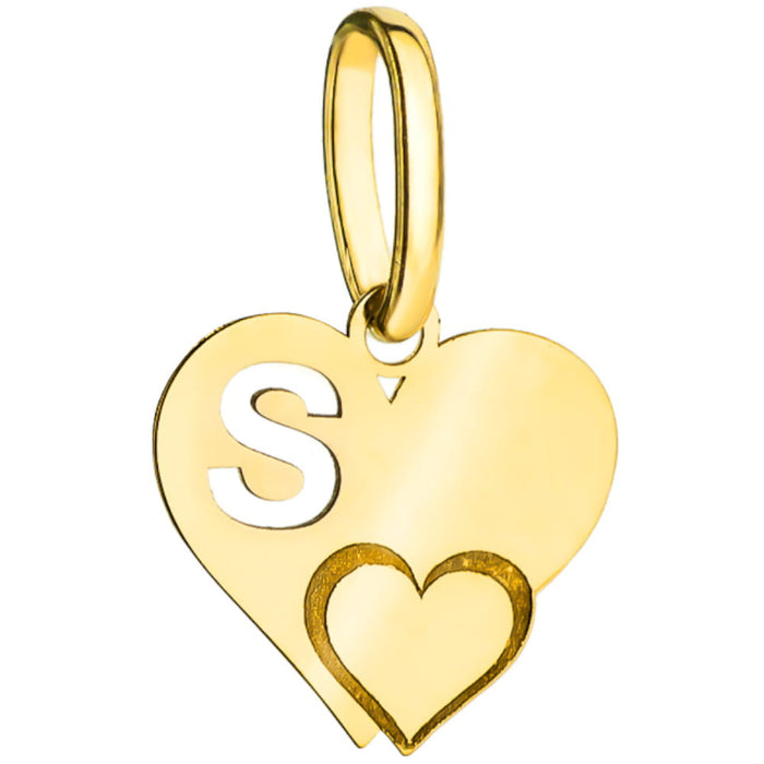 Pandantiv Aur Litera S Cu Inimioară Aur 14K