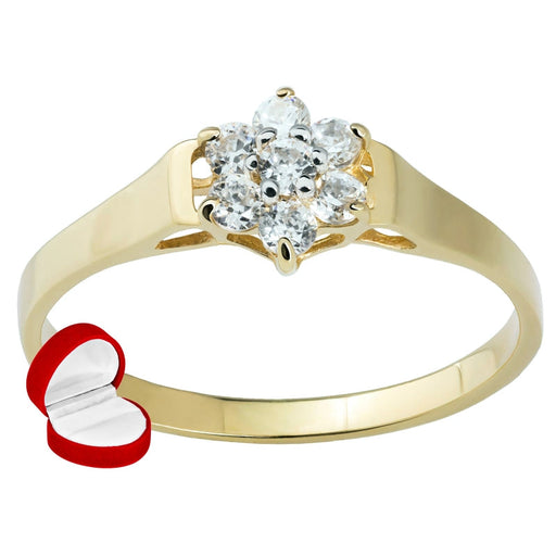 Inel Aur 8K cu Flori Delicate și Zirconiu – Eleganță Feminină
