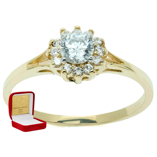 Inel Aur 8K Floare Elegant Cu Zirconii