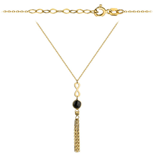 Colier cu Infinit, Biluta si Piatra Neagra- Aur 14k