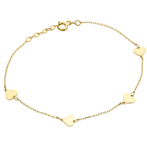 Brățară Aur 14K Delicată Cu Patru Inimioare Pline