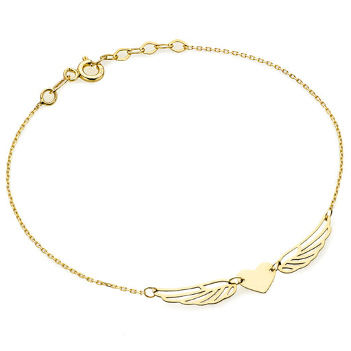 Brățară Delicată Inimă cu Aripi din Aur 14K